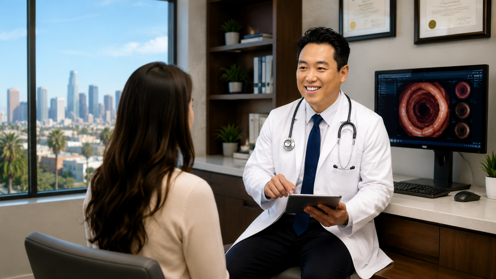 Dr. William Hsueh providing patient care